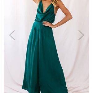 Selfie Leslie Green Silk Jumpsuit